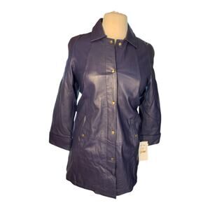 Excelled Navy Blue Leather Jacket L